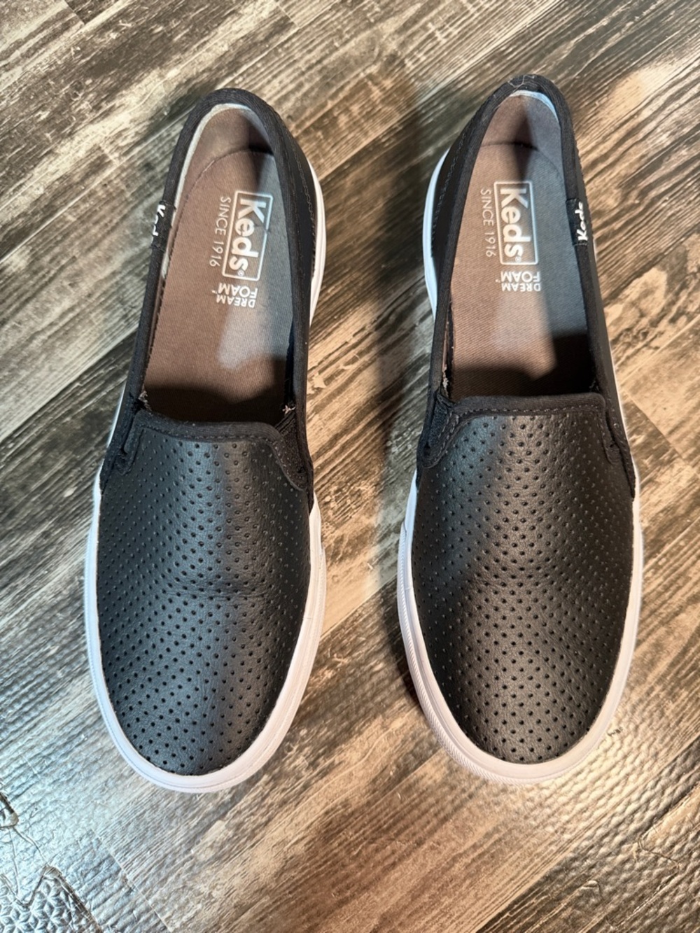 Keds Women's Black Slip-On Perforated Sneakers - Picture 4 of 8